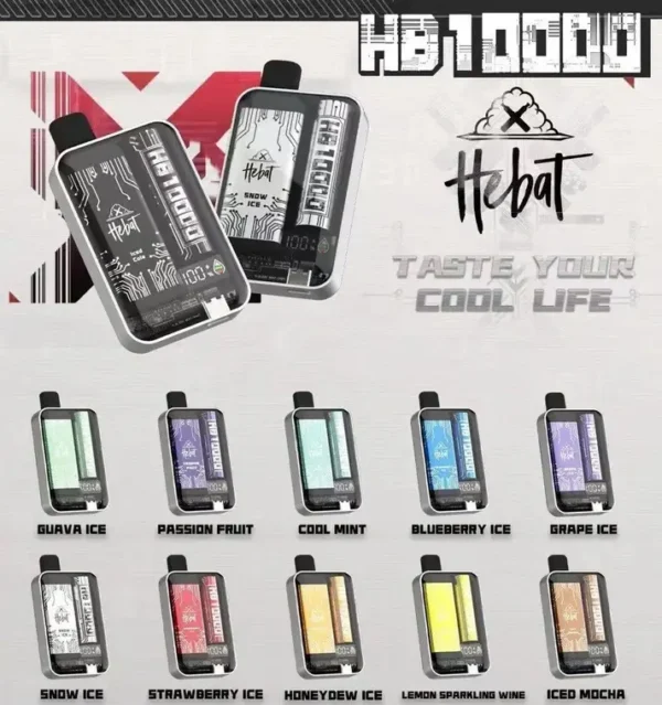 Hebat 喜貝 10000口 拋棄式電子煙 15ml容量/5%尼古丁鹽/LED螢幕顯示/Type-C快充