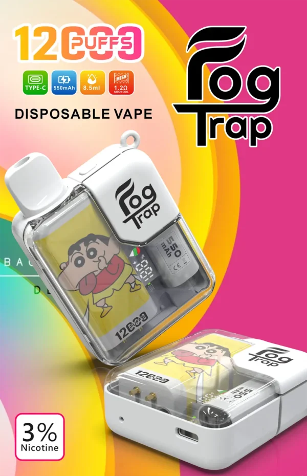 Fog Trap 限量聯名 蠟筆小新 × LABUBU 12000口拋棄式電子煙 數顯屏/雙檔功率切換【買十送一】