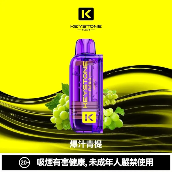 KEYSTONE FLEX-3 鑰石 25000口 拋棄式電子煙 15ml可視油艙/三段功率/Type-C充電【買一盒煙彈送主機】