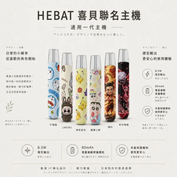 Hebat 喜貝 Labubu 聯名主機 潮流公仔/金屬觸感/8.5W輸出/380mAh/Type-C快充