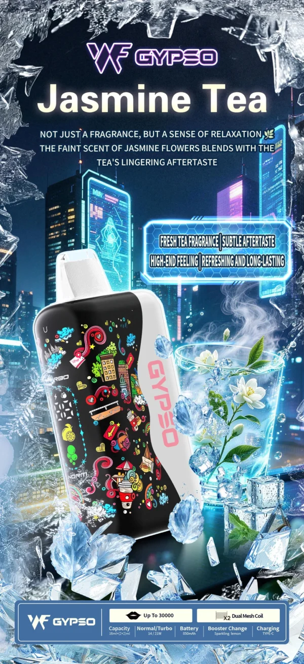 GYPSO滿天星30000口抛棄式電子煙-9.webp GYPSO 滿天星 30000口 拋棄式電子煙 18ml/850mAh/14W-21W雙模式/Type-C充電