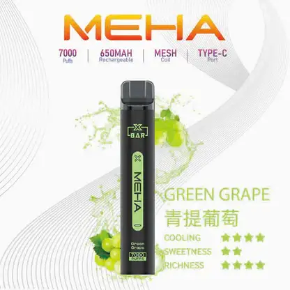 MEHA XBAR 魅嗨 小黑條 7000口 拋棄式電子煙 3%尼古丁鹽/極強冰感/Mesh芯爆發力/650mAh可充電續航