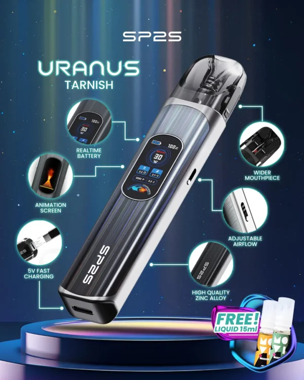 MP-Uranus-1080x1350px-New-Product-Tarnish.webp SP2S 天王星 Uranus 開放式注油小煙主機 30W多檔調節/1000mAh/0.96吋液晶屏/內含0.6歐0.8歐空彈/通用小煙油